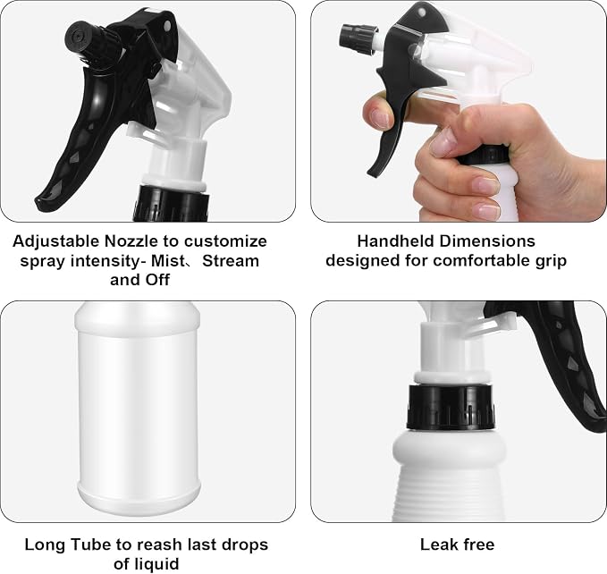 Eccliy 12 Pcs 16 Oz Plastic Spray Bottle, Adjustable Empty Reusable Sprayer - Image 3
