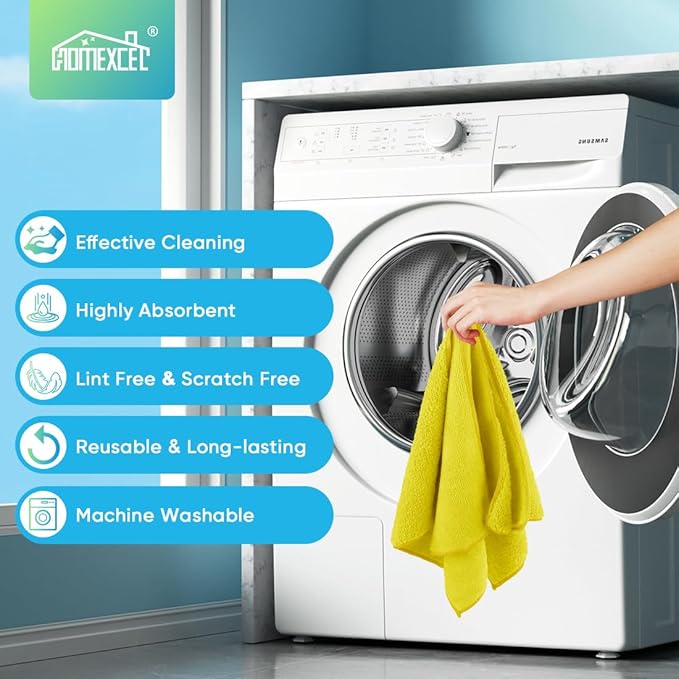 HOMEXCEL Yellow Microfiber Cleaning Cloth, 12 Pack Premium Microfiber Towels - Image 6