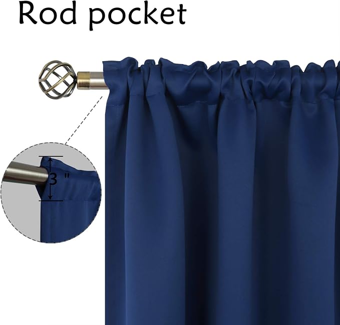 BGment Navy Blue Blackout Curtains 40 Inches Length - Image 5