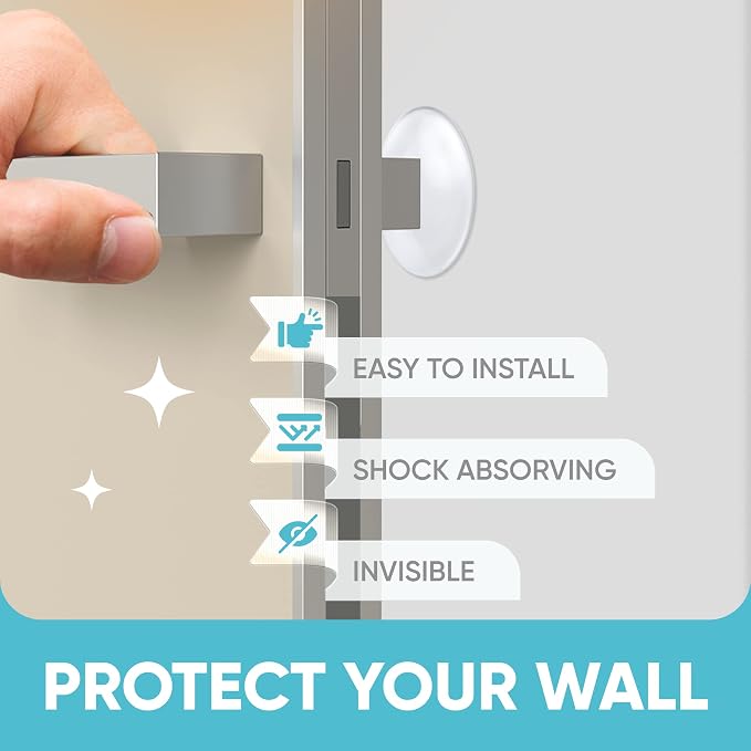 Strongest Home Wall & Door Handle Stopper 2" Set. 6 Pieces of Clear Rubber Door - Image 2