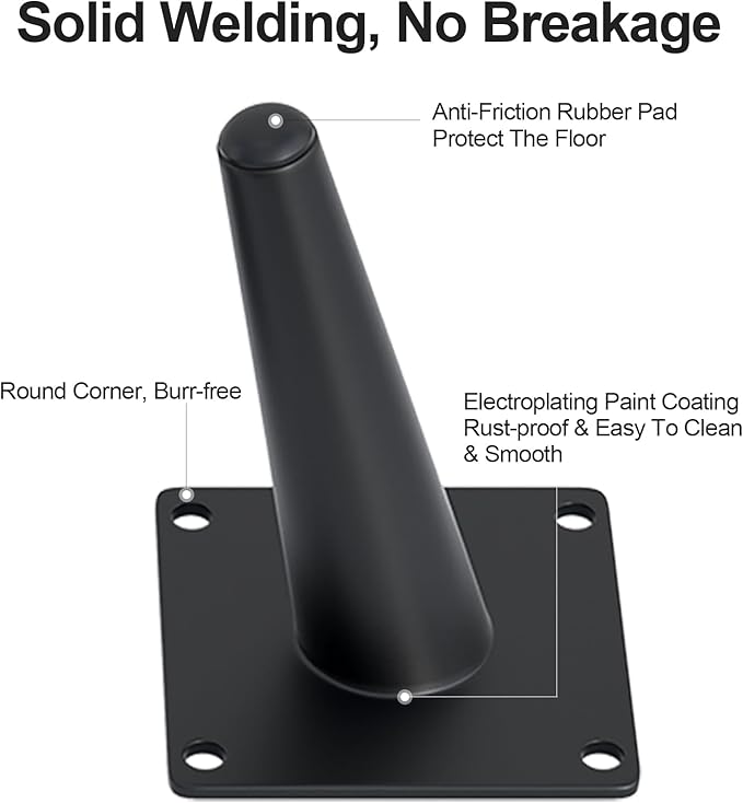 4PCS 4 Inch Matte Black Tapered Angled Legs - Image 4