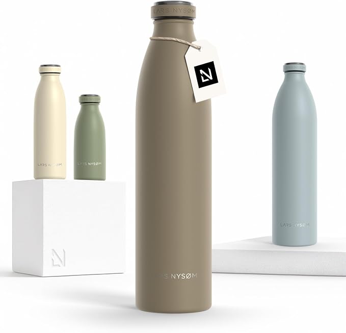 LARS NYSØM Stainless Steel Insulated Water Bottle 12oz 17oz 25oz 34oz 51oz | by LN