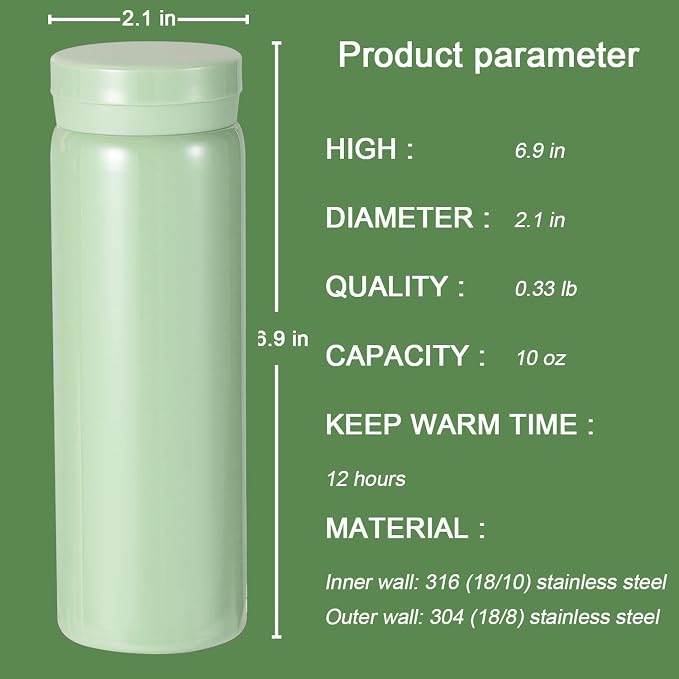 10oz Mini Water Bottle Stainless Steel Thermos Small Flask - Image 2