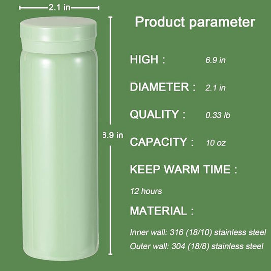 10oz Mini Water Bottle Stainless Steel Thermos Small Flask - Image 2