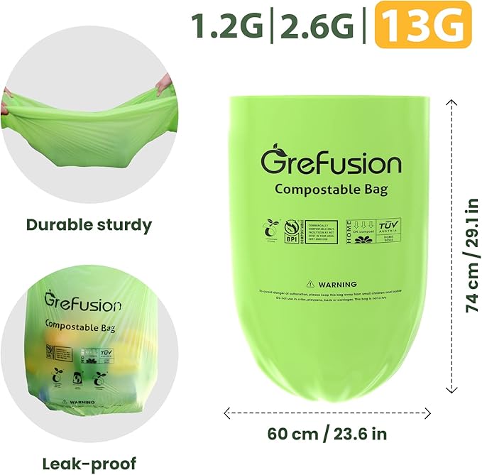 Compostable Bags, Trash bags 13+ gallon tall kitchen, Compostable Trash Lawn & - Image 3