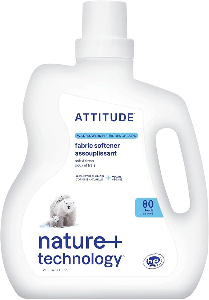 ATTITUDE Liquid Fabric Softener, Plant-Based & Vegan, HE Compatible, Naturally by ATTITUDE