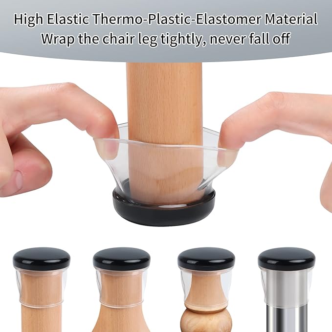 Ezprotekt 8 Pcs Large Clear Chair Leg Sliders - Image 3