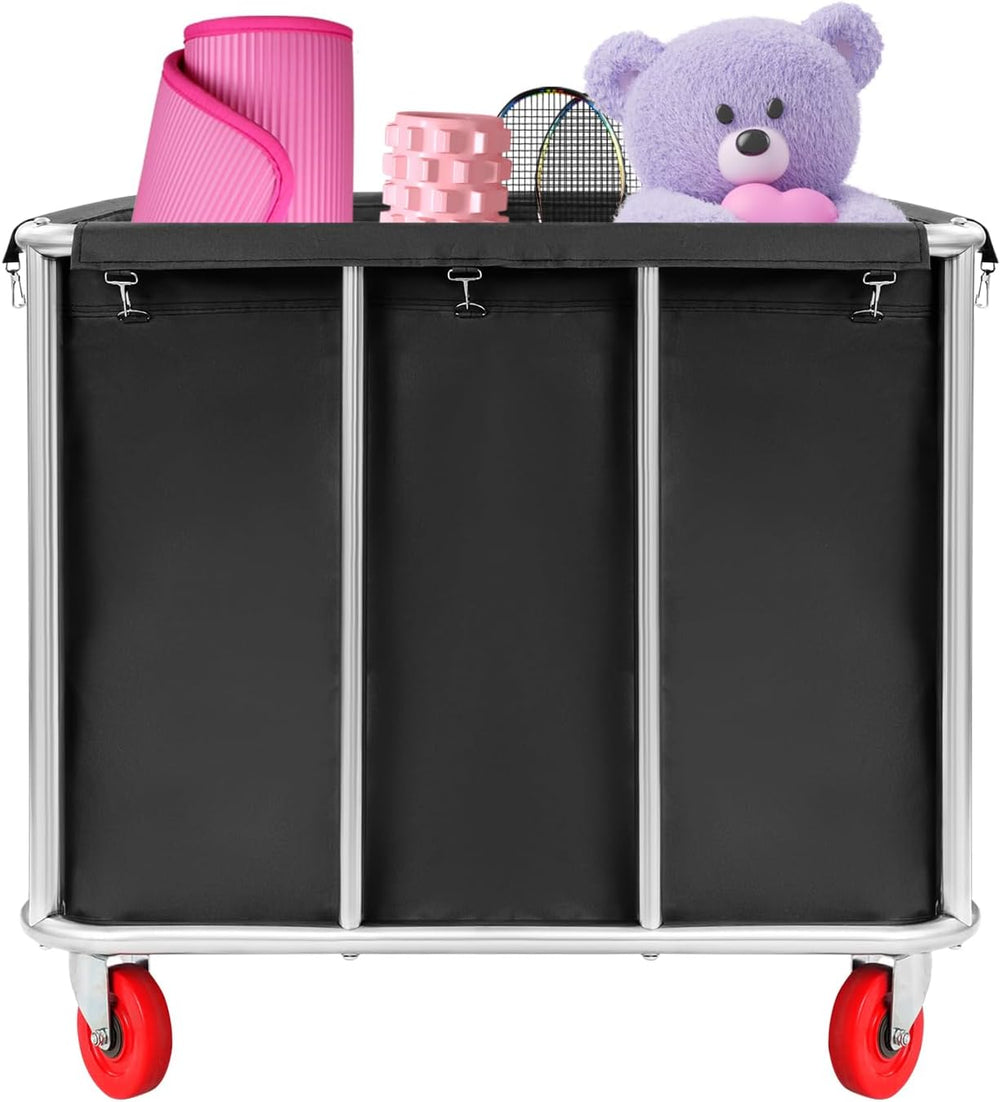 Commercial Laundry Cart with Wheels, Industrial Grade 468L Rolling Laundry Ba...