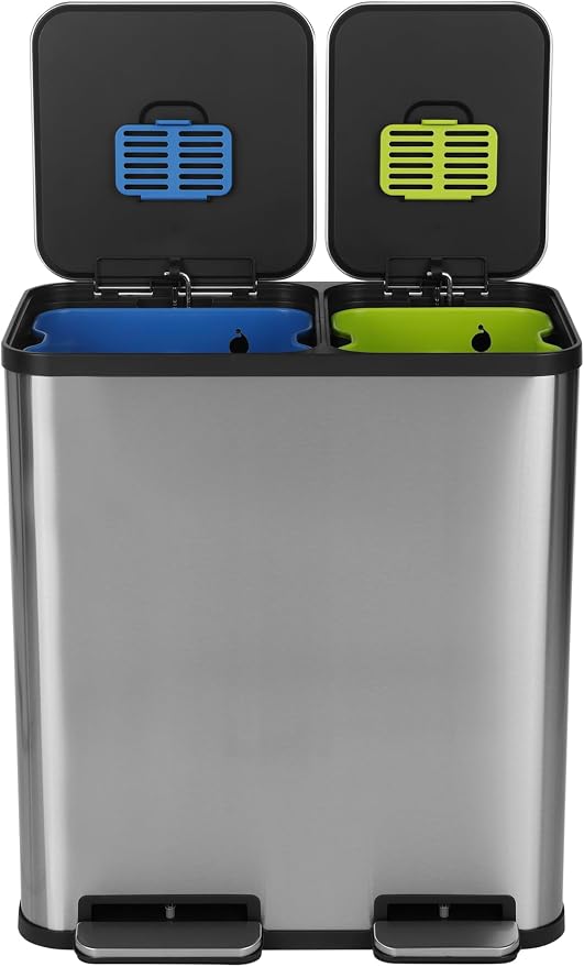 Simpli-Magic 18.5 Gallon Dual Compartment Step Trash Can – Kitchen Garbage Can by SIMPLI-MAGIC