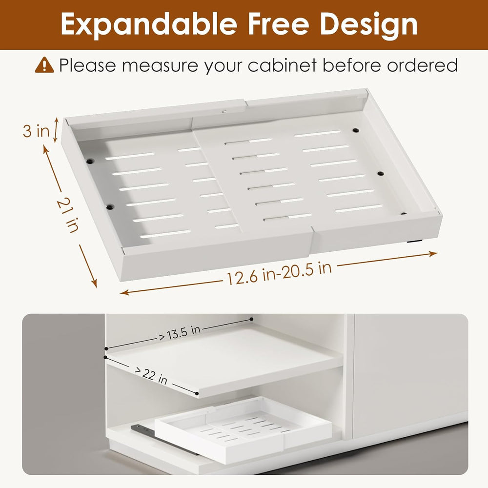 2 Pack Expandable Pull Out Cabinet Organizer 21" Deep, Adjustable Width ...