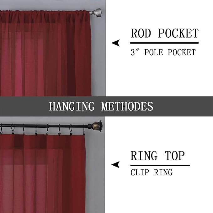 Tollpiz Short Sheer Curtain Living Room Linen Textured Curtains Sheer Light - Image 5