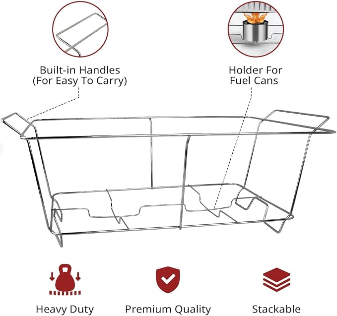 COMFICOVE 6 Pack Chafing Wire Rack Buffet Stand Chrome Frame - Image 8