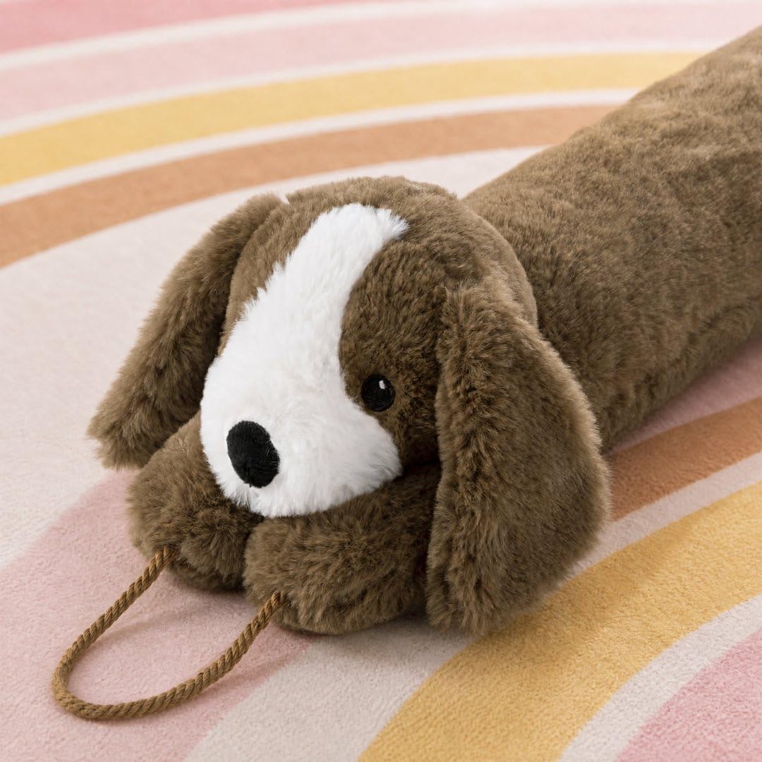 Door Draft Stopper Blocks Hot and Cold Air, 38", Coffee Dog | Blocks Wind and Noise, Weighted Sand and Cotton Filling, Convenient Hanging Loop for Storage, Adorable Animal Design