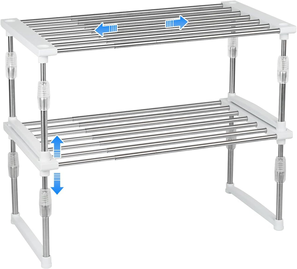 carrotez 2 Pack Expandable Cabinet Organizer, Stackable Kitchen Counter Shelf