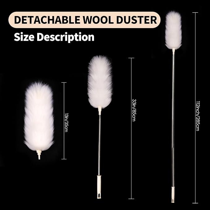 Extendable Lambswool Duster 29-110 Inch, Anti-Static Flexible Head, Stainless - Image 2