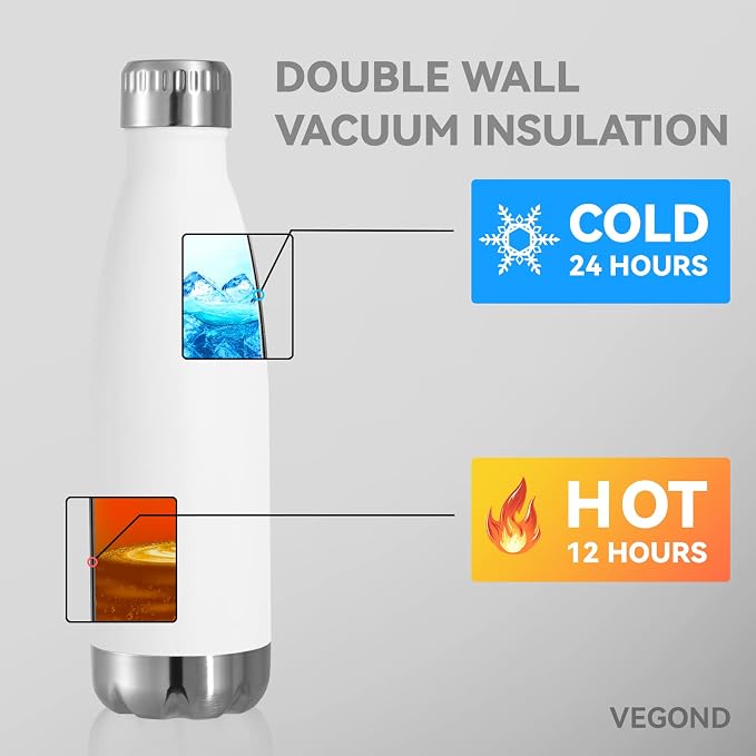 VEGOND 17oz Stainless Steel Water Bottles, Reusable Metal Sports Water Bottle - Image 5