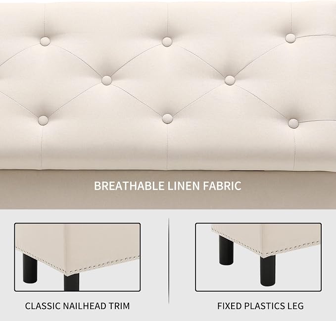 Furnimart 42.5 Inch Storage Ottoman Bench, Flip Top End of Bed Storage Bench - Image 5