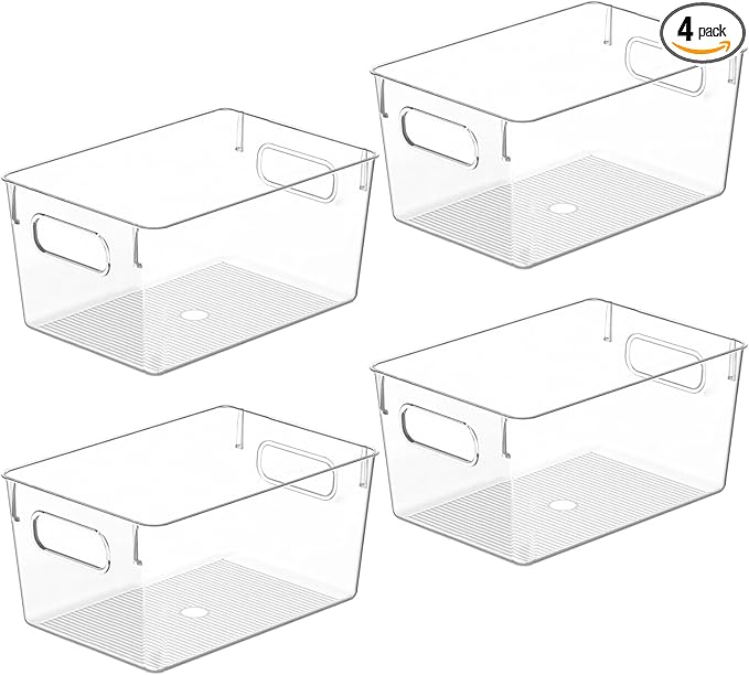 Clear Plastic Storage Bins, Pantry Organizers and Storage Containers Fridge by CONTROLKITCHEN