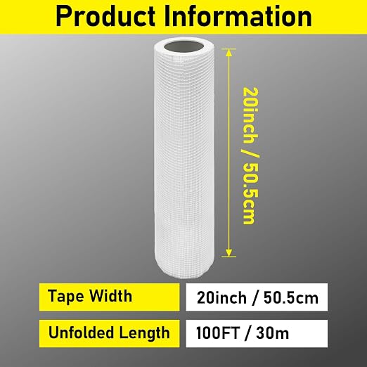 20" 100 Feet Drywall Joint Tape, Self-Adhesive Encrypted Fiberglass Drywall - Image 2