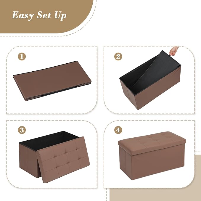 Athena Collection 30" Storage Ottoman Bench Folding Bench - Image 8