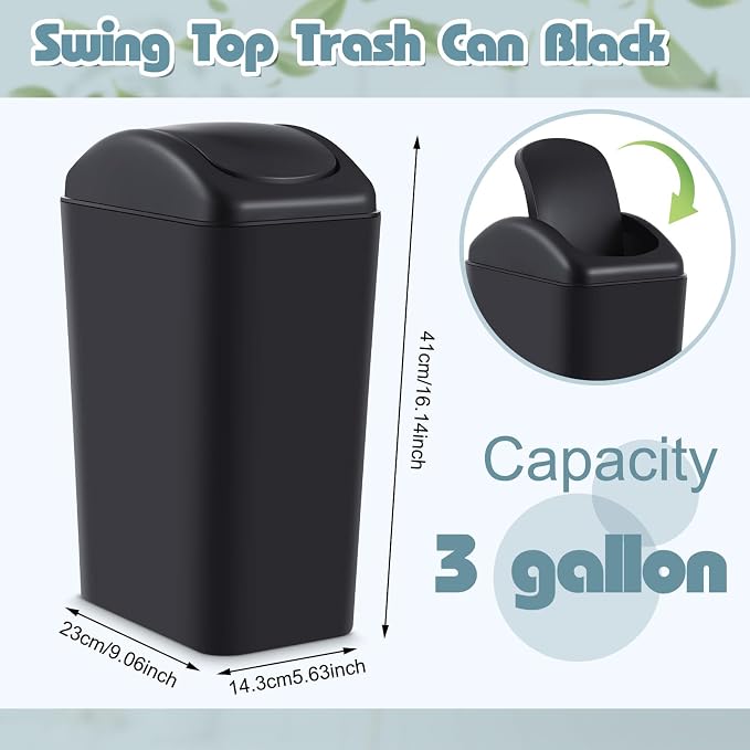 Hoolerry 6 Pcs 3 Gallon/12 Liter Small Trash Can Plastic Kitchen Garbage - Image 2