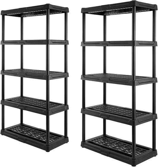 CX 5-Tier Plastic Storage Shelving Unit 2 Pack, Heavy Duty, 150lbs Per Shelf by Unknown