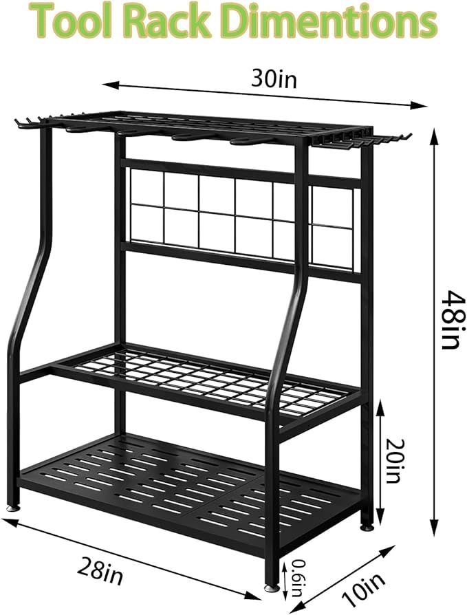 Garden Tool Organizer Holder Heavy Duty Steel Rack Up to 60 Long Handled Tools - Image 5