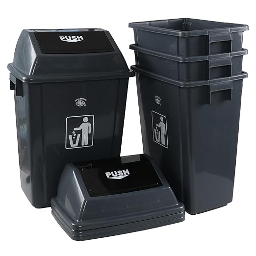 13 Gallon Plastic Swing Lid Trash Can, Outdoor Garbage Can, 4 Pack - Image 7