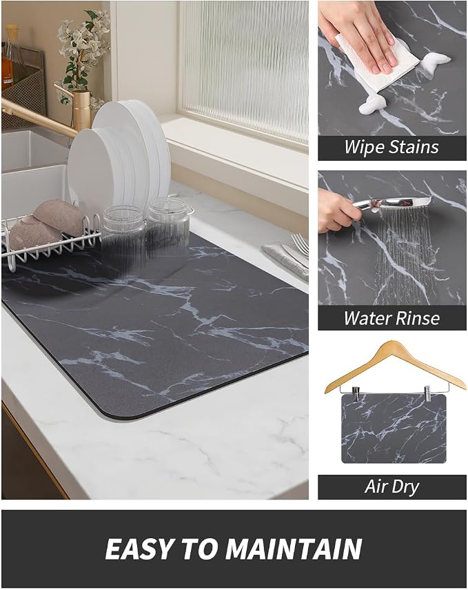 AMOAMI-Coffee Mat Hide Stain Rubber Backed Absorbent Dish Drying Mat - Image 4