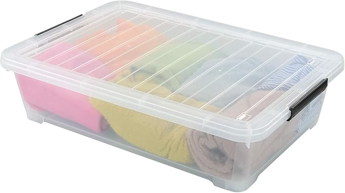 3-Pack Plastic Under Bed Storage Box Container, 40 Quart Clear Stackable - Image 4
