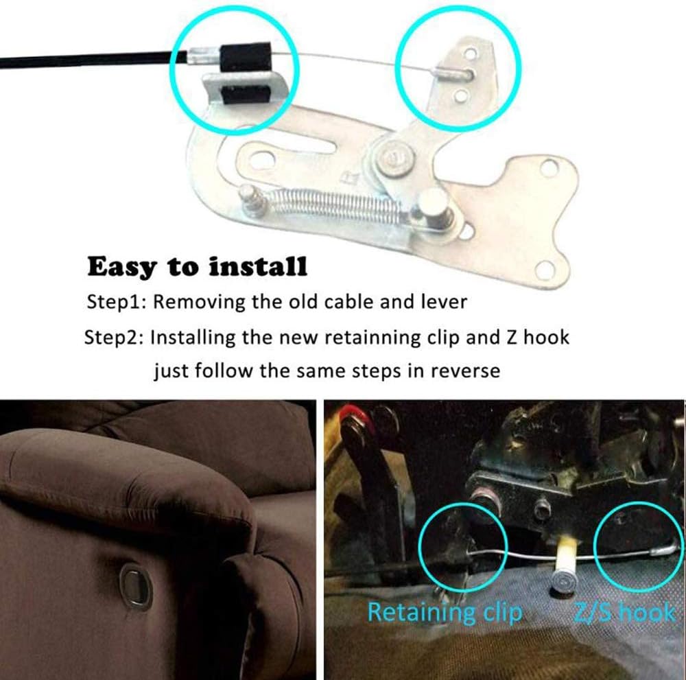 ttmagic Sofa Chair Recliner Release Pull Handle 3" by 3.5" Replacement Parts with Cable, Fits Ashley Lazy Boy and Most Recliner Brands Couch Sofa Chair Furniture, Exposed Cable Length 4.9"