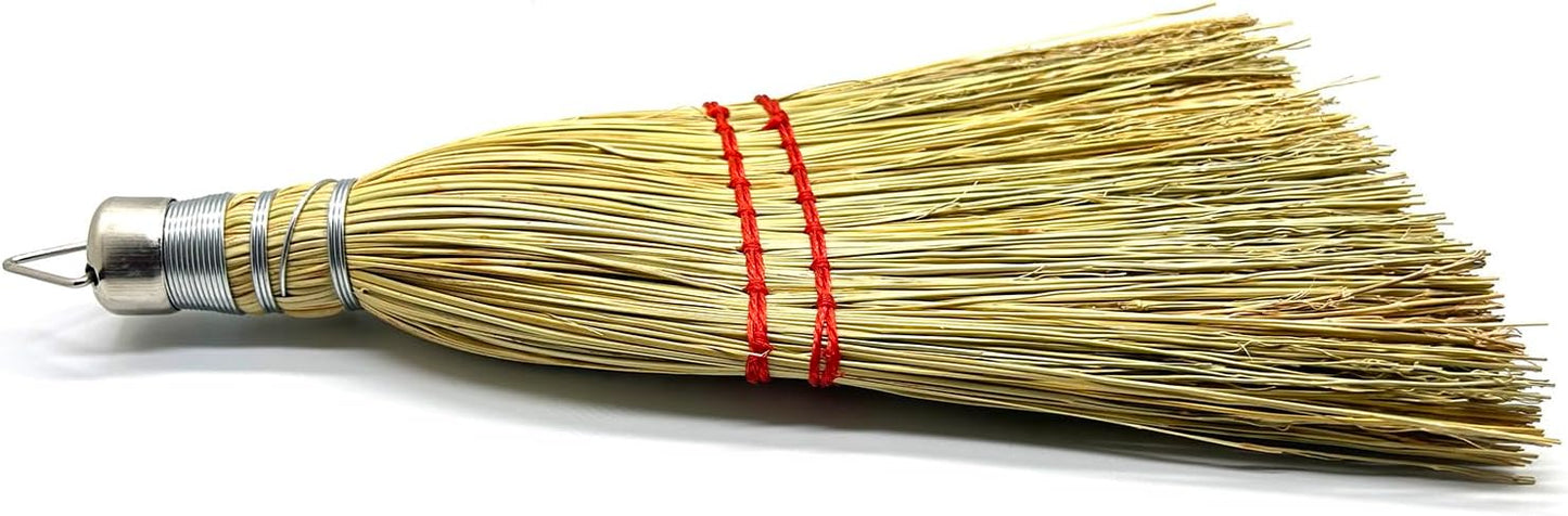 12 Inch Corn Handmade Broom Mini Whisk Made of Natural Corn Broom Straw with a Solid Metal Hang Design for Outdoor Car Porch Debris Dust Dirt Driveways Sidewalks Halloween