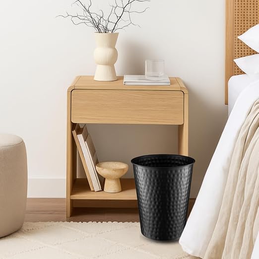Monarch Abode Black Hand Hammered Metal Wastebasket - Image 8