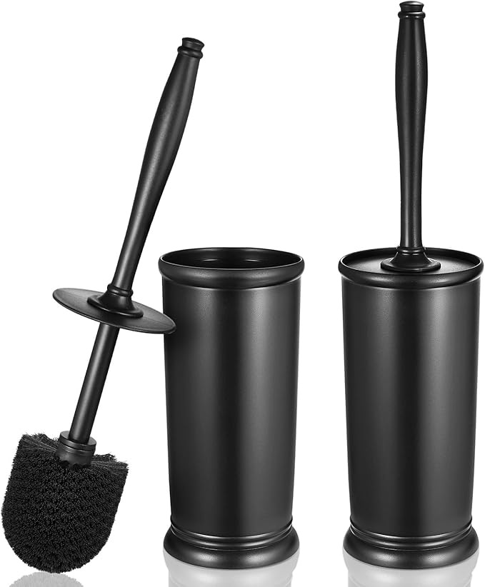 Toilet Bowl Brush Holder Set: 2 Pack Modern Deep Cleaning Bathroom Toilet by HAMITOR