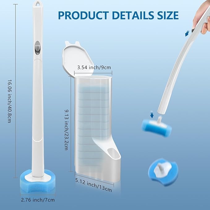 Disposable Toilet Bowl Brush and Holder, Toilet Cleaning System-2 Toilet Bowl - Image 7