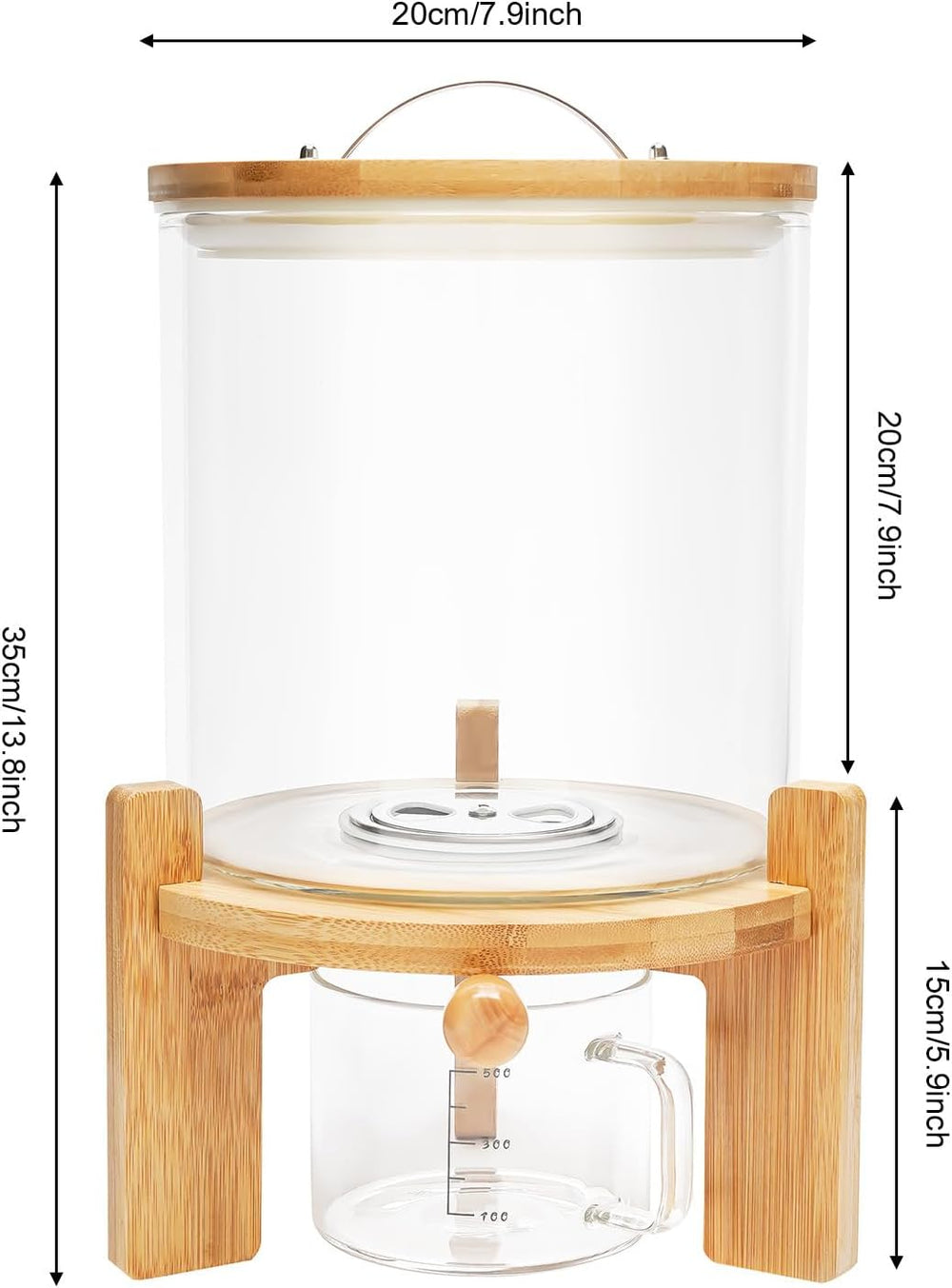 5L Glass Rice Dispenser, Large Airtight Food Storage Bin, Rice Storage Contai...