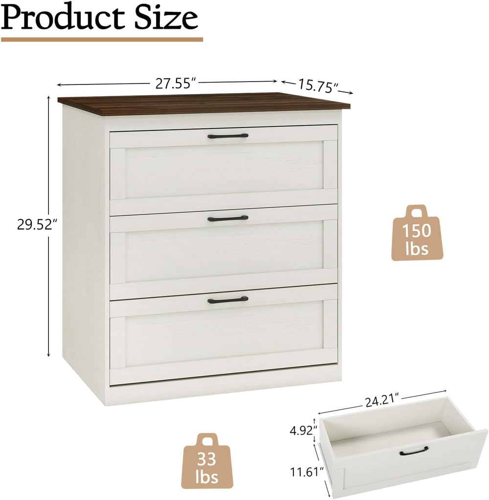 Vikiullf Small Dressers, Wooden 3 Drawer Dresser for Bedroom, Farmhouse Chest...