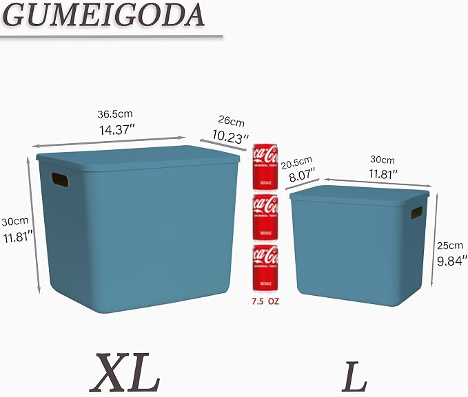Plastic Storage Bins with lids, Storage Baskets, Container with handle - Image 2