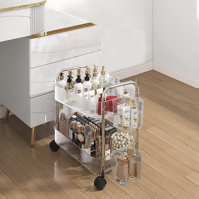 2-Tier Utility Rolling Cart Storage Organizer Sofa Side Table by MelodyHouse