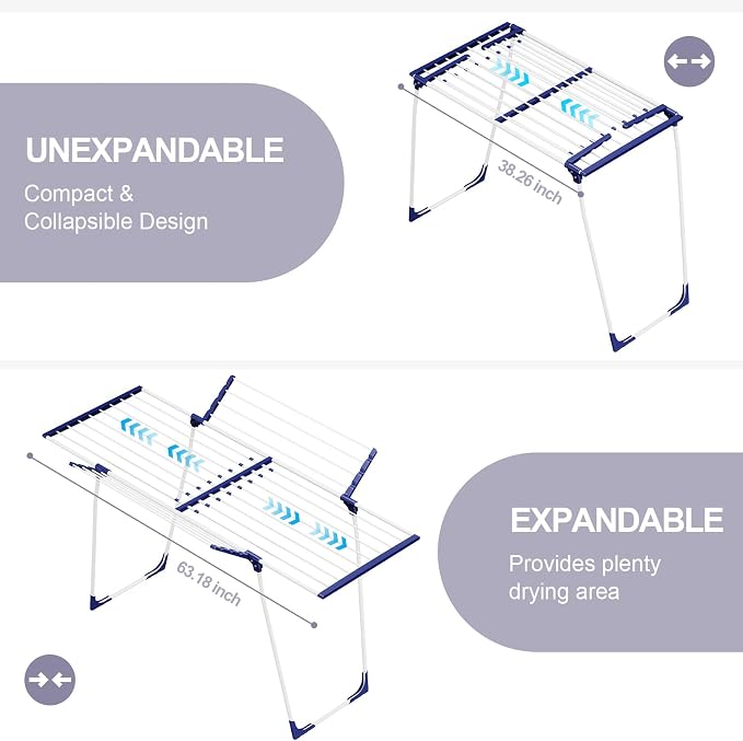 APEXCHASER Clothes Drying Rack, Foldable Gullwing Laundry Rack - Image 6