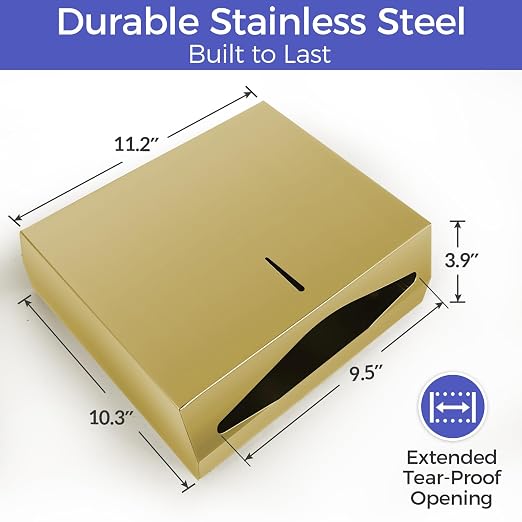 Paper Towel Dispenser Wall Mount, Brushed Gold Stainless Steel Commercial Paper - Image 5