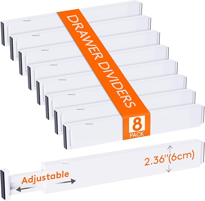 Lifewit 8 Pack Kitchen Drawer Dividers 2.36" High, Plastic Expandable by Lifewit