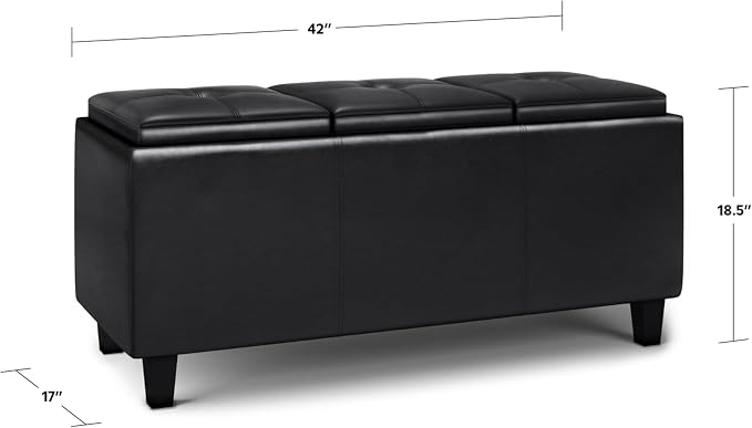 SIMPLIHOME Avalon 42 inch Wide Contemporary Rectangle Tray Storage Ottoman - Image 3