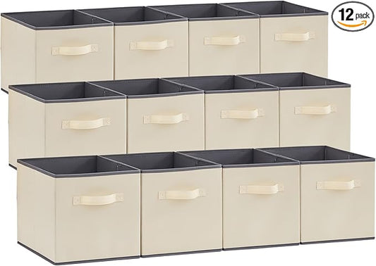 Lifewit 12 Packs Storage Cubes, 11 Inch Cube Storage Bins, Foldable Decorative by Lifewit