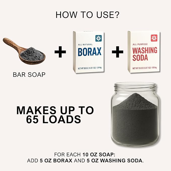 Charcoal Laundry Detergent Booster Powder – Concentrated Ground Bar Soap | Mix - Image 3
