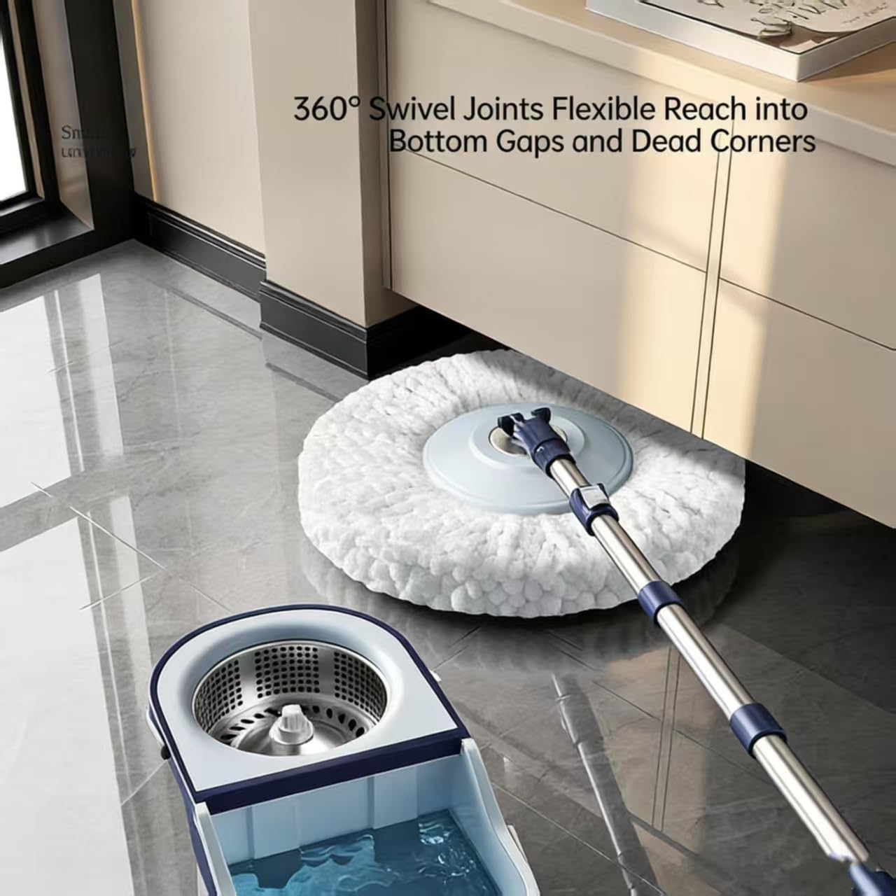 Spin Mop & Bucket System with 4 Washable Microfiber Mop Pads – Ideal Hardwood Floor Mop with Bucket for All Hard Surface Cleaning