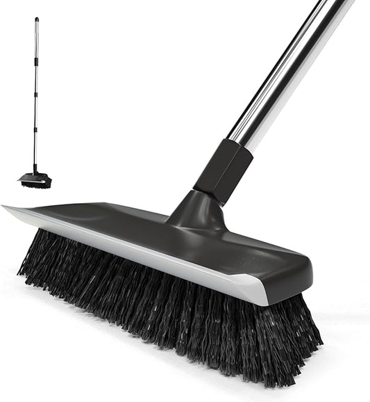 ITTAR Scrub Brush with Long Handle, Heavy-Duty Floor Cleaning Brush, 2-in-1 by ITTAR