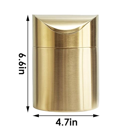 Stainless Steel Trash Can with Swing Lid, Mini Countertop Trash Bin Bathroom - Image 3