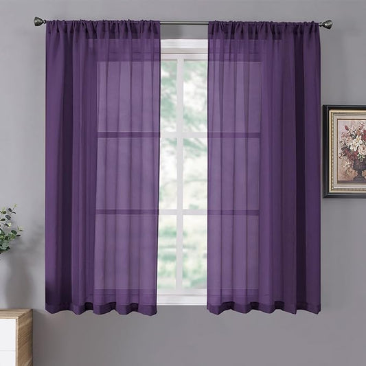 Tollpiz Short Sheer Curtains Living Room Linen Textured Curtain Sheers Light by Tollpiz