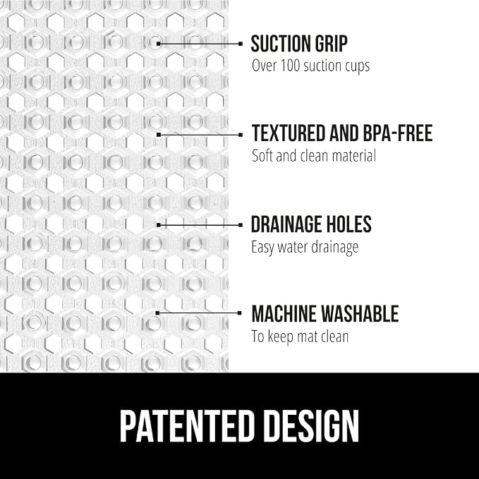 GORILLA GRIP Patented Square Shower Stall Mat, Small Bathtub Floor Mats - Image 2